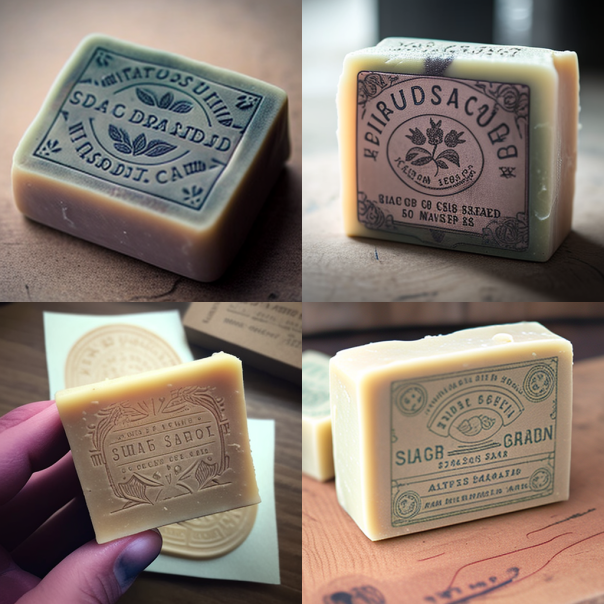 AI generated image of organic soap stamped